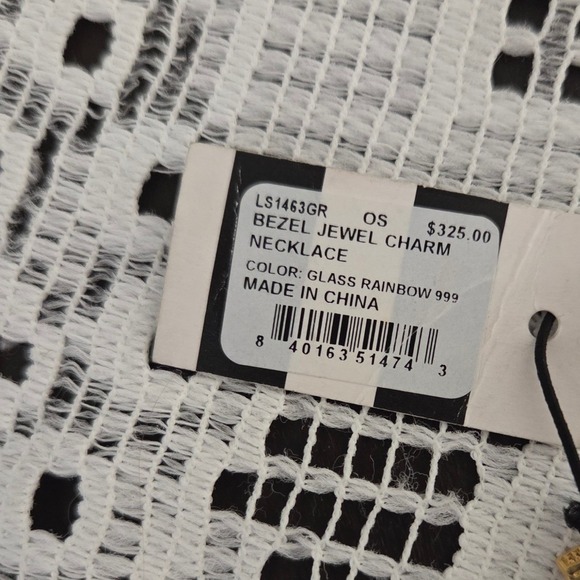 Lele Sadoughi Multi Gemstone Charm Necklace & Drop Earrings Set Gold Tone NEW - Picture 10 of 10